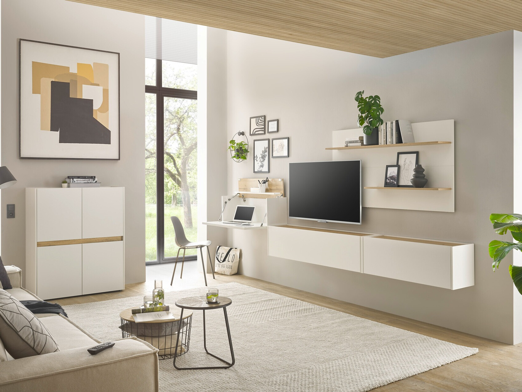 Stuemøbelsæt Elbsori 147 (Hvid + Wotan eg)