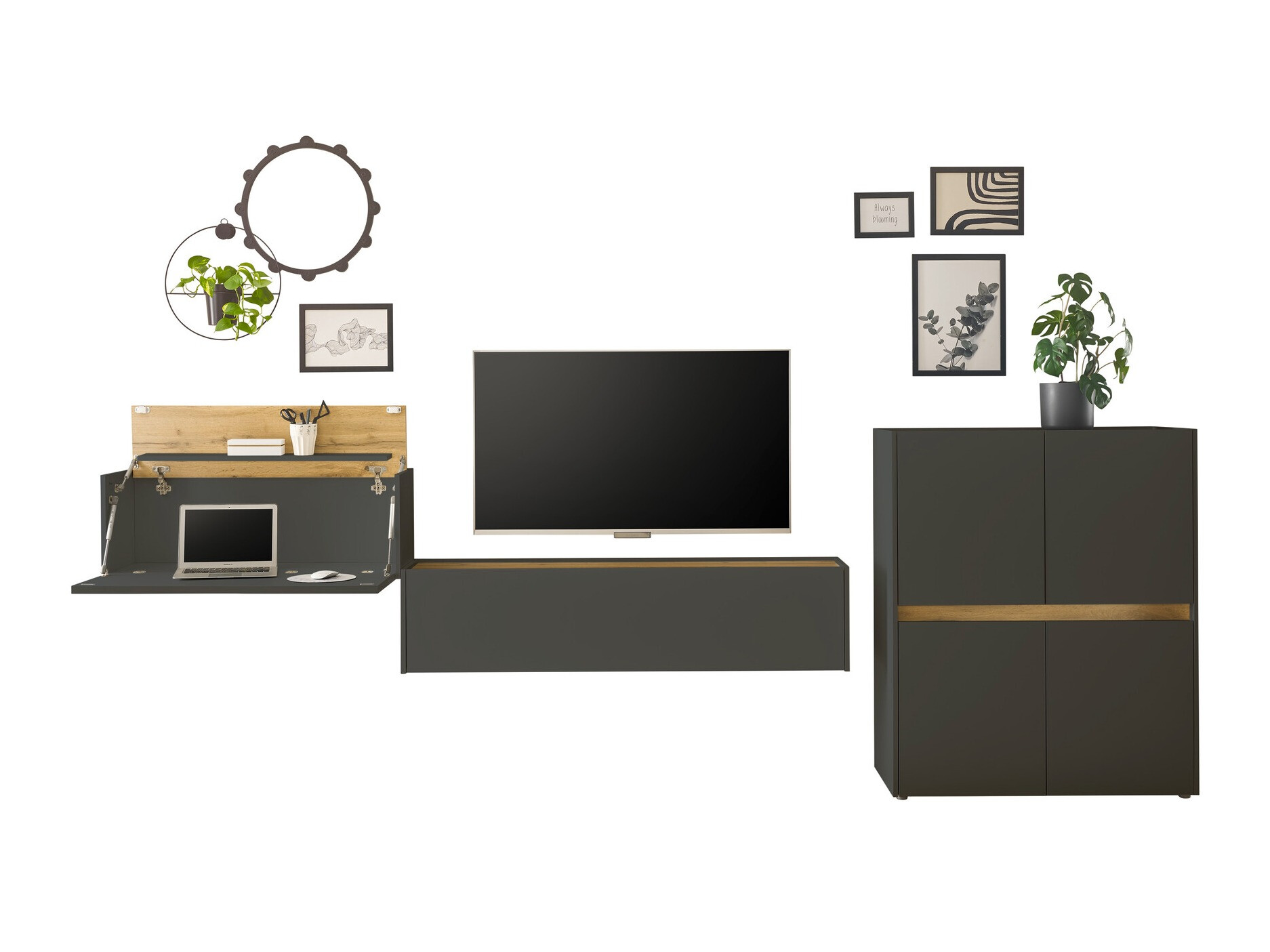 Stuemøbelsæt Elbsori 148 (Antracit + Wotan eg)