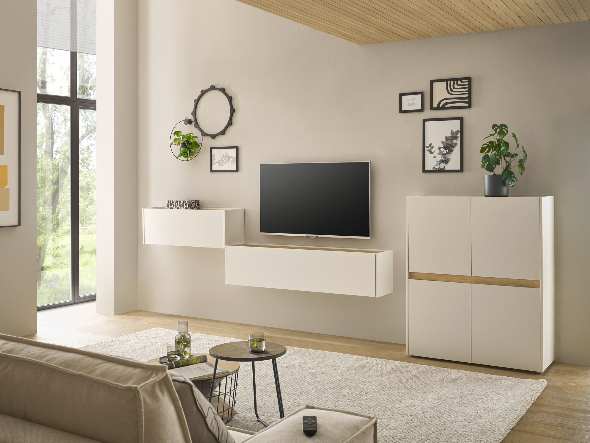 Stuemøbelsæt Elbsori 148 (Hvid + Wotan eg)