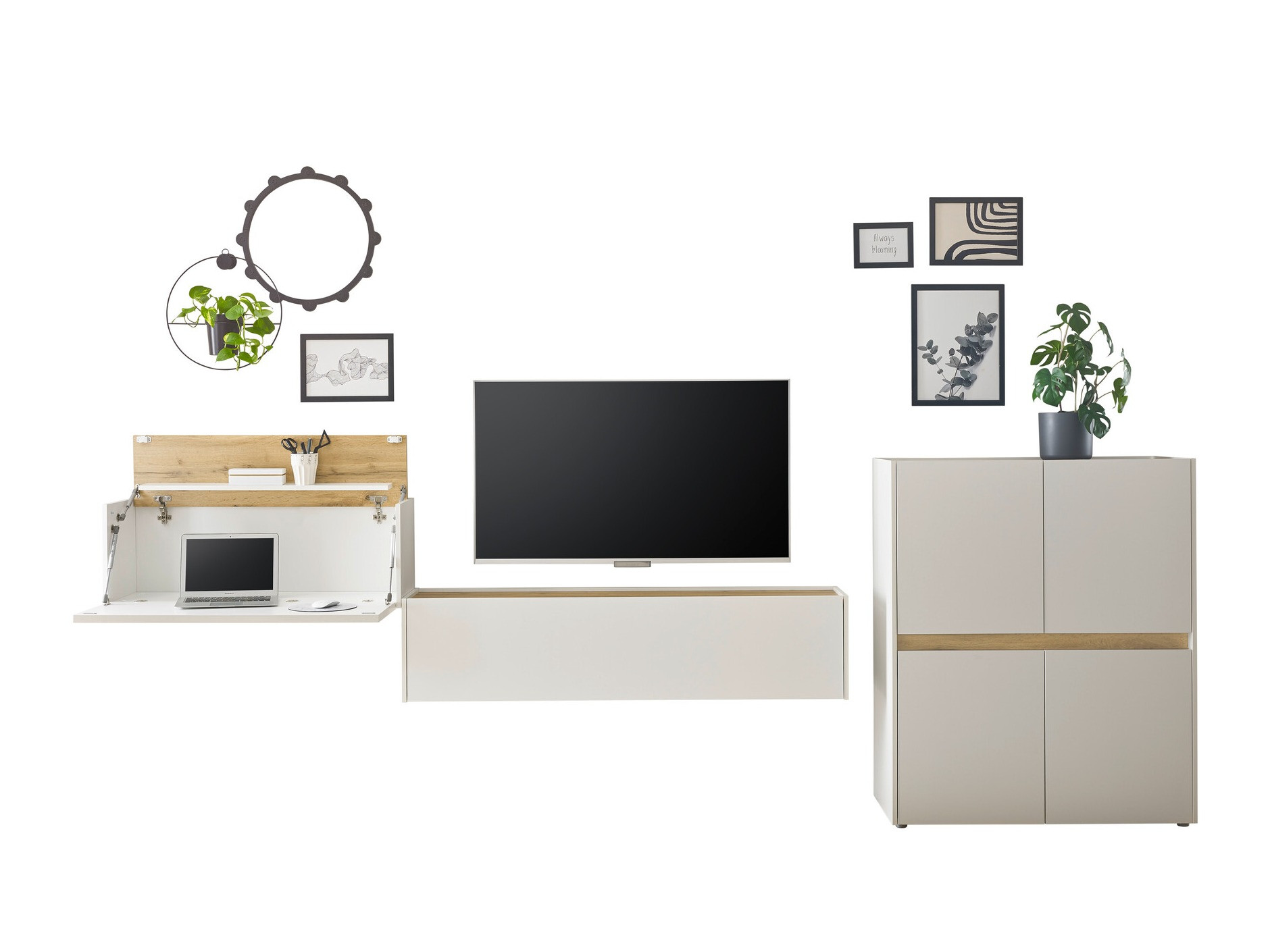 Stuemøbelsæt Elbsori 148 (Hvid + Wotan eg)