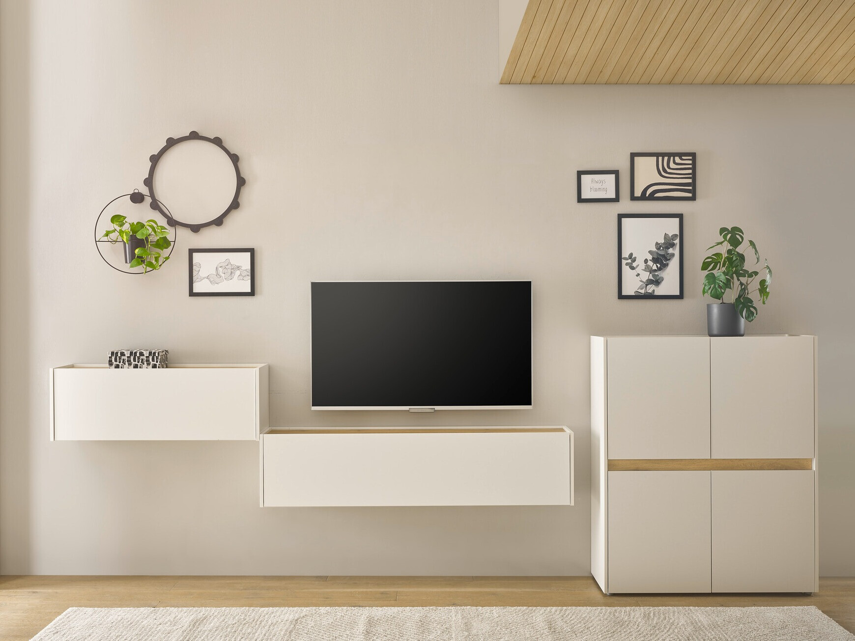 Stuemøbelsæt Elbsori 148 (Hvid + Wotan eg)