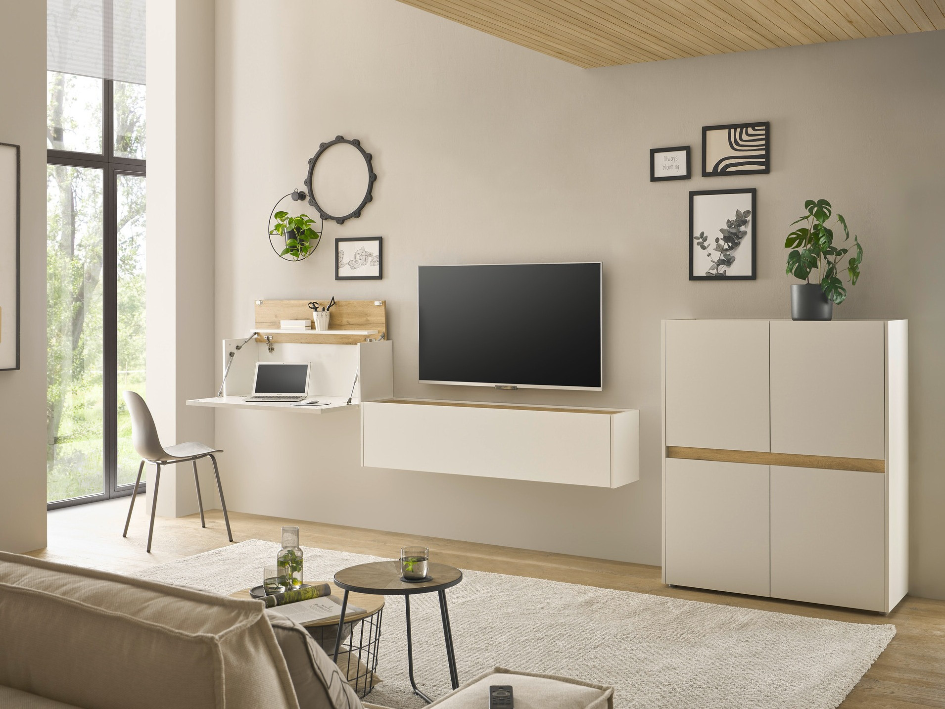 Stuemøbelsæt Elbsori 148 (Hvid + Wotan eg)