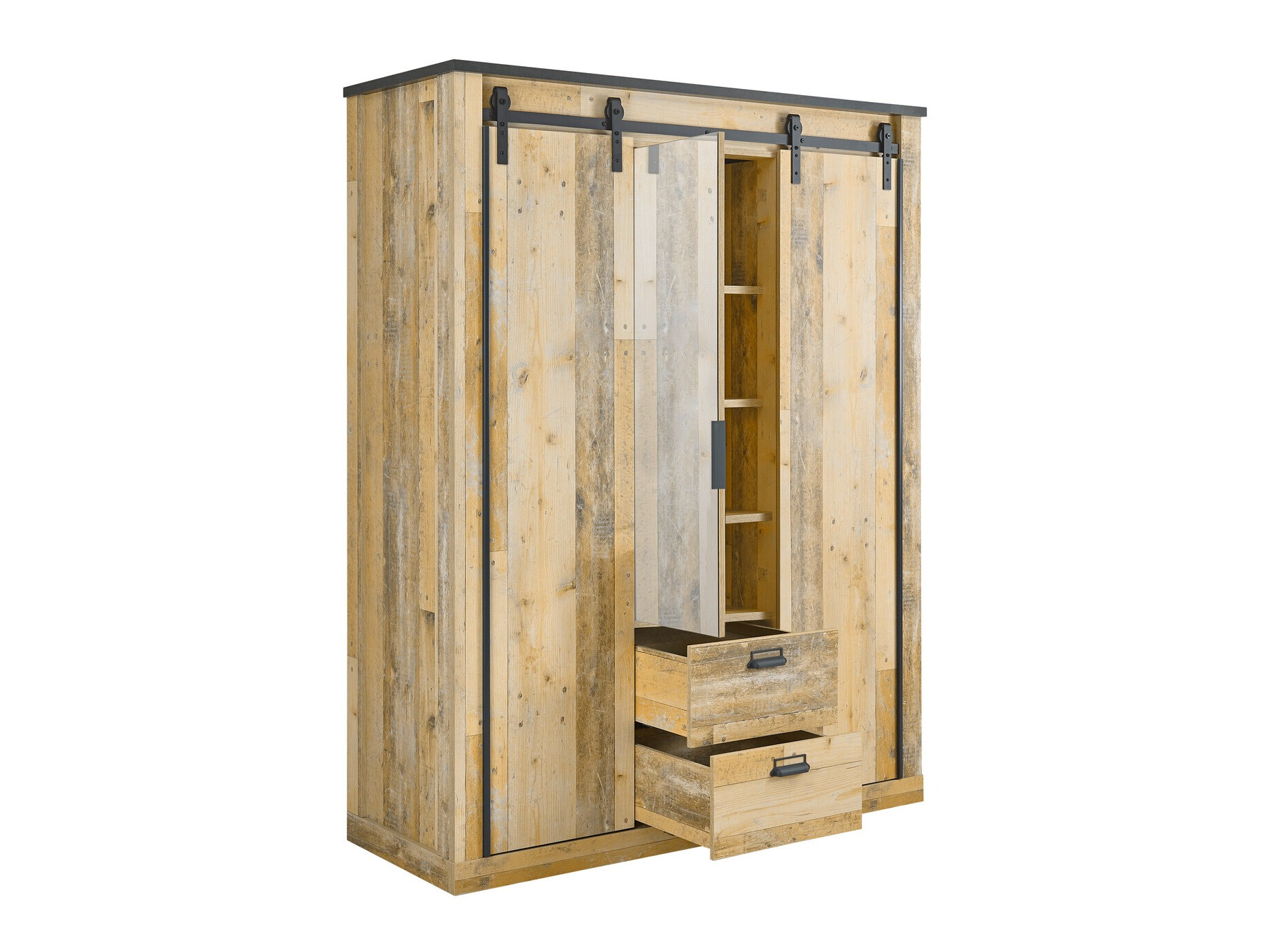 Garderobeskab Cirtale 107 (Antracit + Modnet træ)