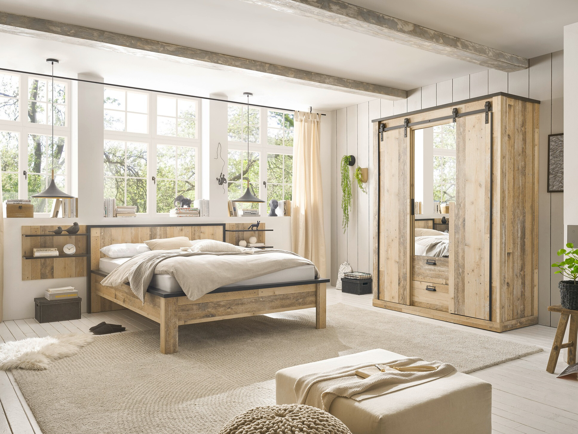 Garderobeskab Cirtale 107 (Antracit + Modnet træ)