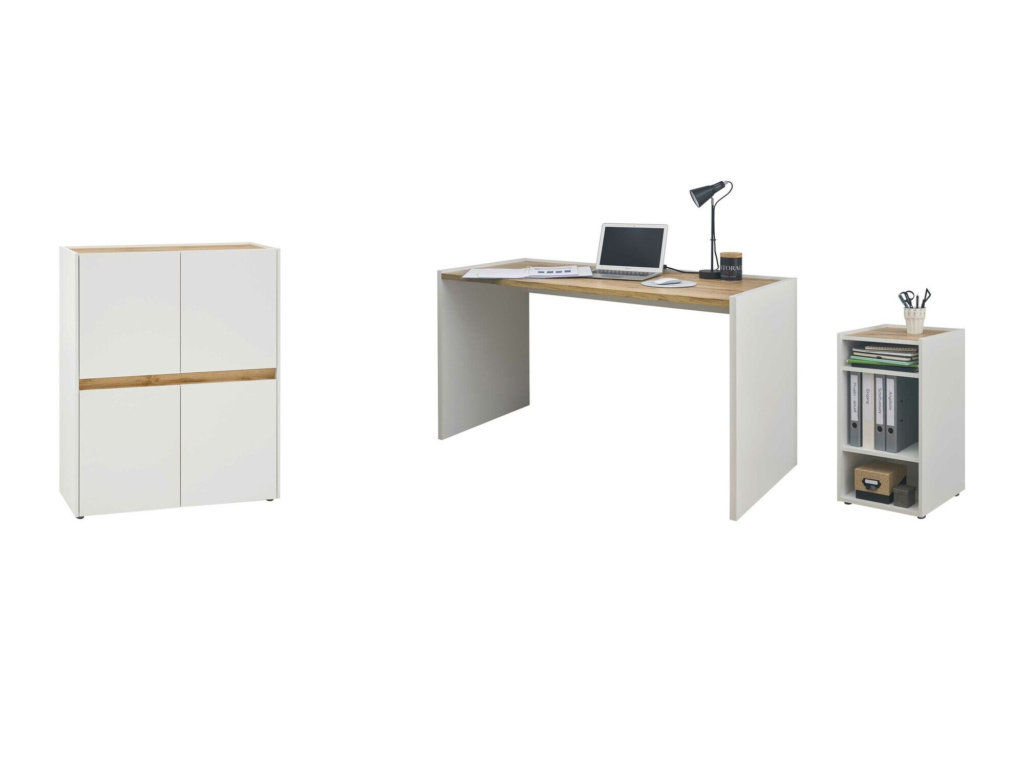 Hjemmekontorsæt Elbsori 150 (Hvid + Wotan eg)