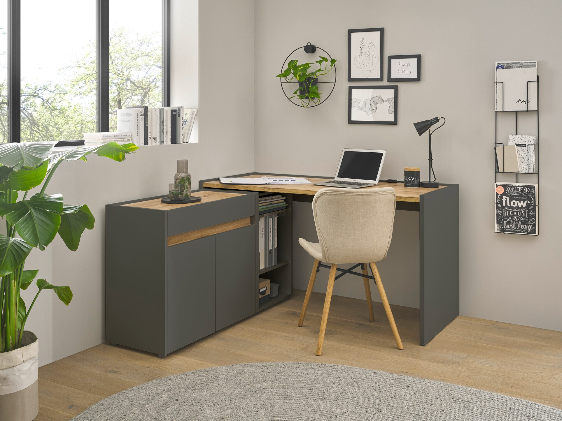 Hjemmekontorsæt Elbsori 151 (Antracit + Wotan eg)
