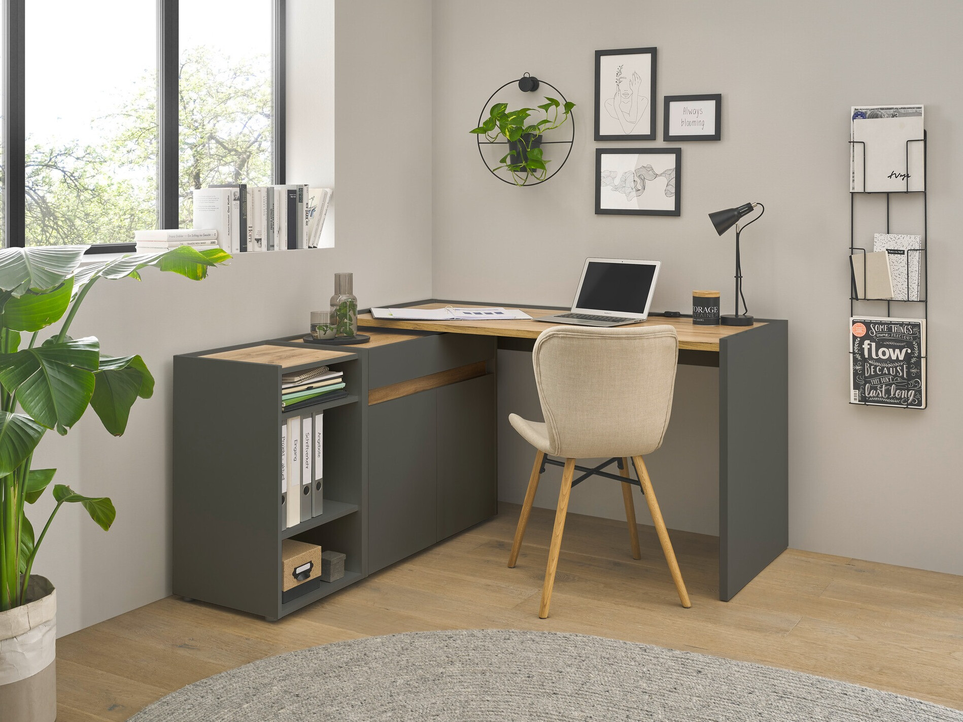 Hjemmekontorsæt Elbsori 151 (Antracit + Wotan eg)