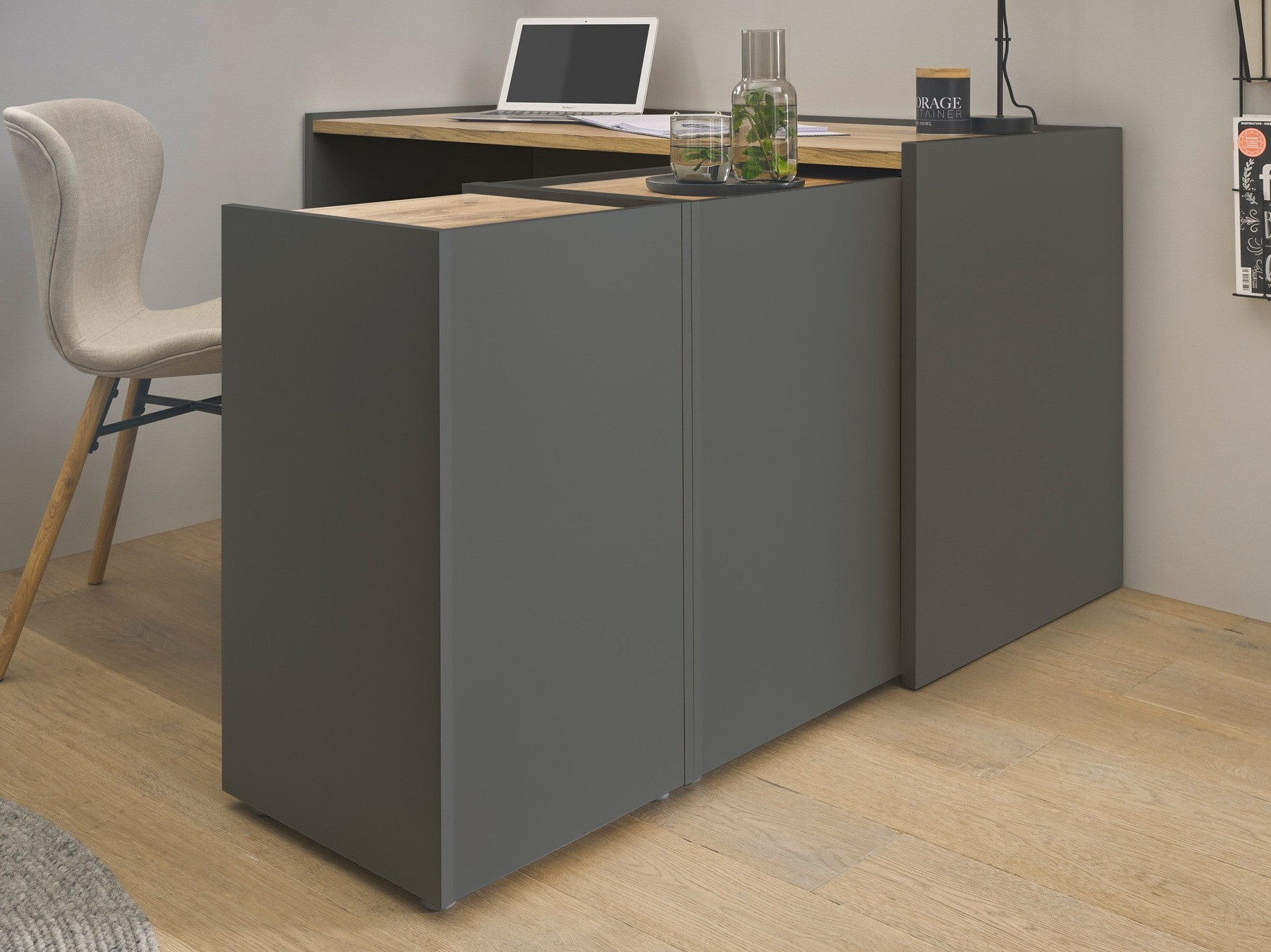 Hjemmekontorsæt Elbsori 151 (Antracit + Wotan eg)