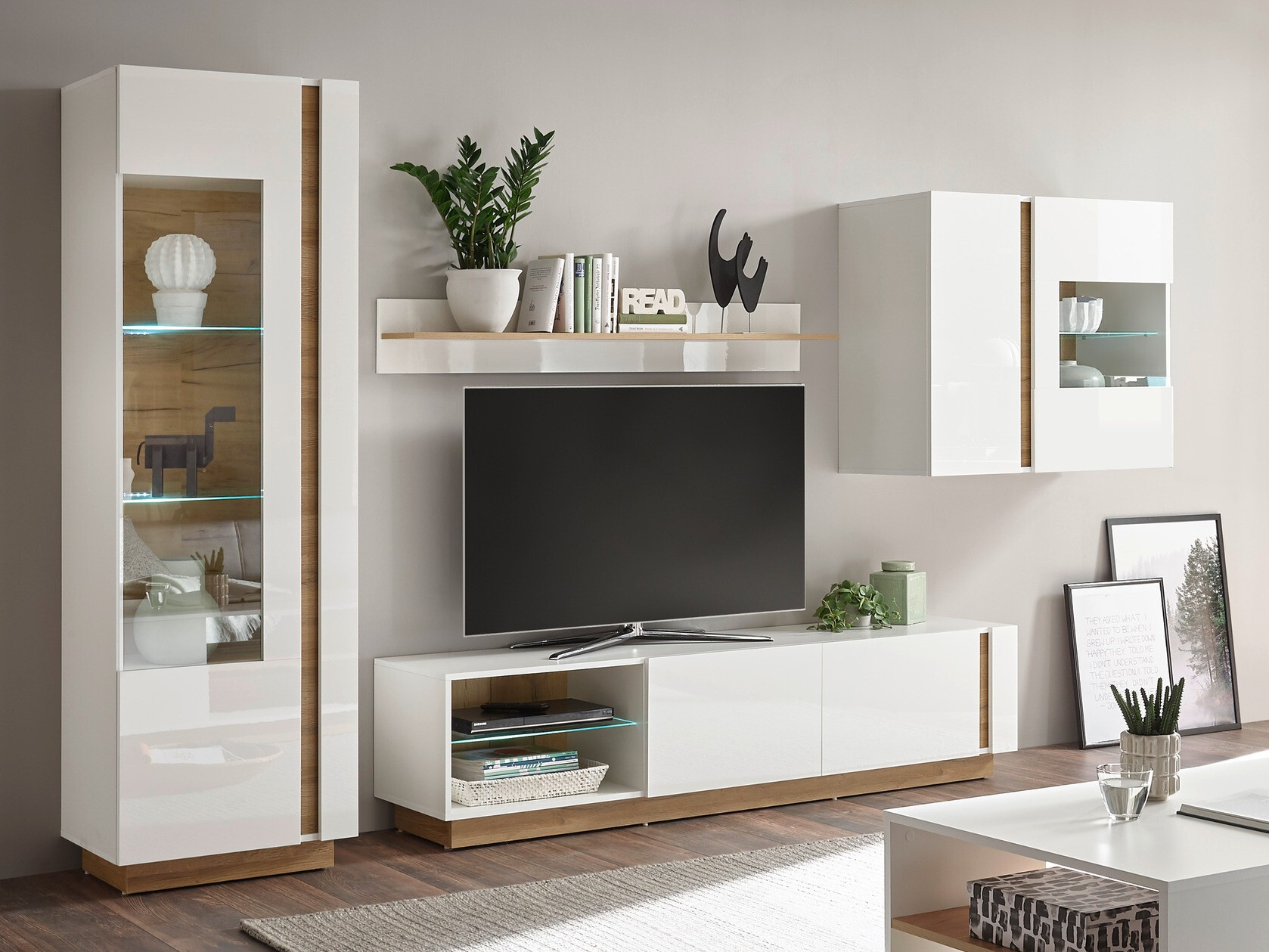 Reol Veropho 100 (Glansfuld hvid + Grandson eg)