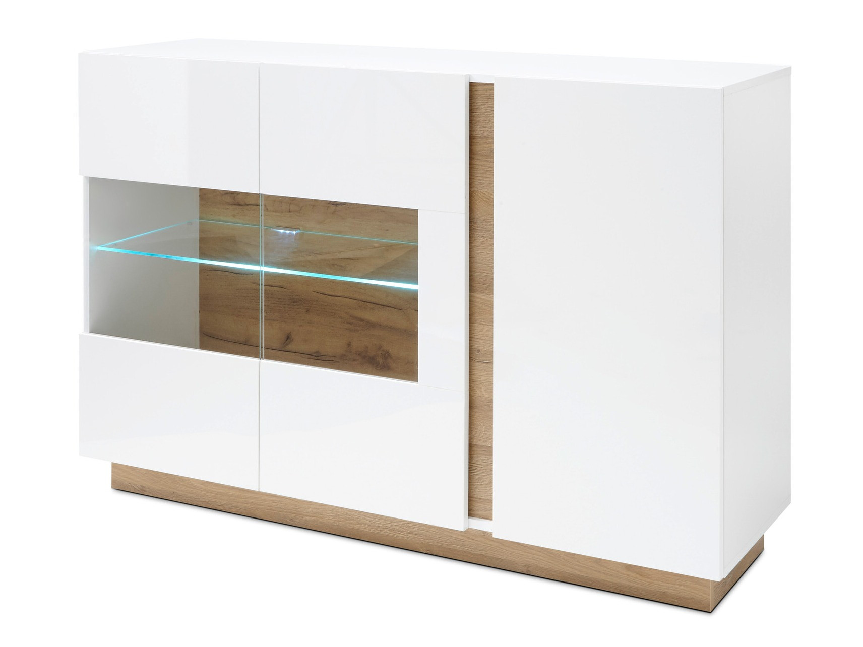 Skænk Veropho 104 (Glansfuld hvid + Grandson eg)