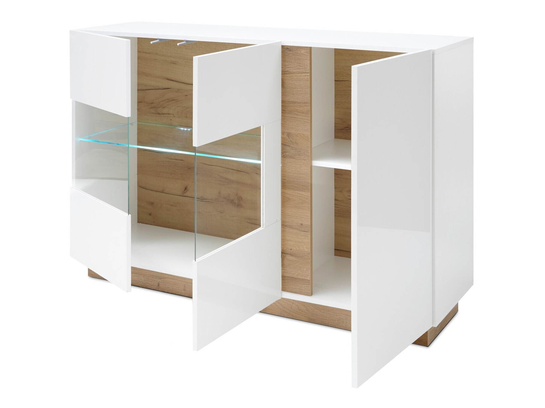 Skænk Veropho 104 (Glansfuld hvid + Grandson eg)