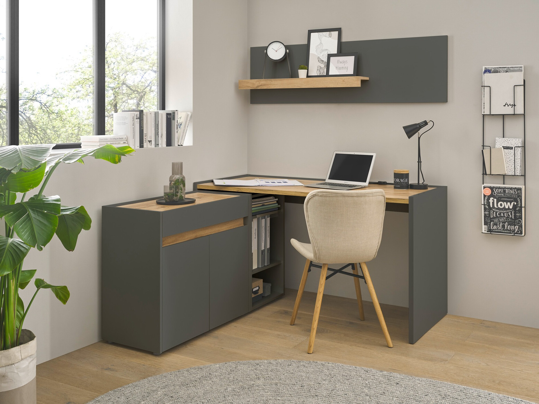 Hjemmekontorsæt Elbsori 152 (Antracit + Wotan eg)