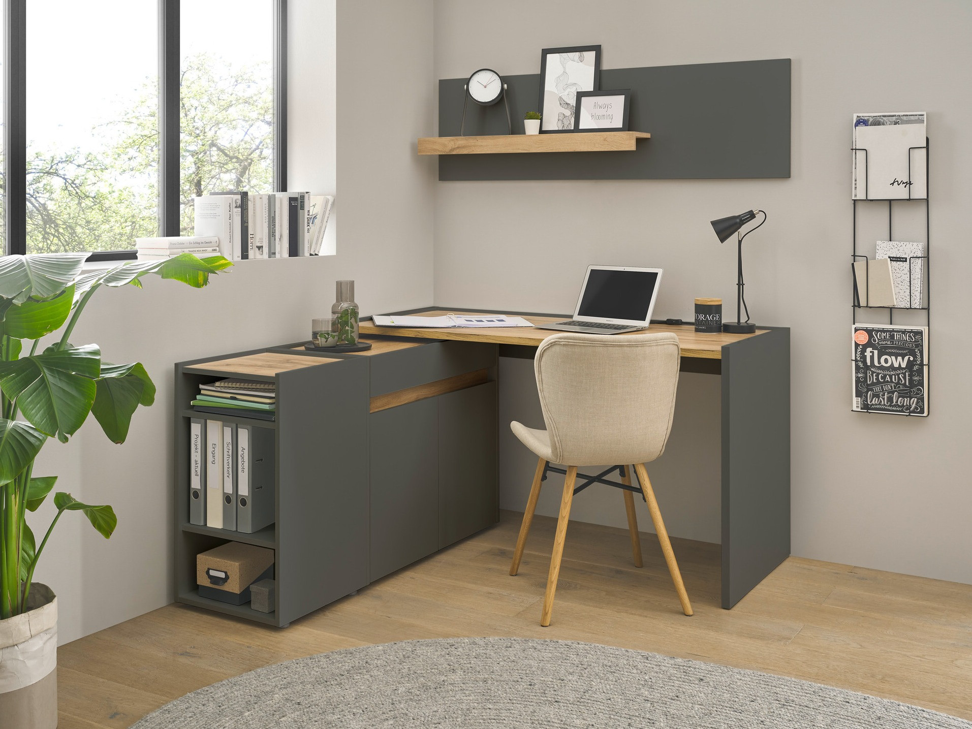 Hjemmekontorsæt Elbsori 152 (Antracit + Wotan eg)