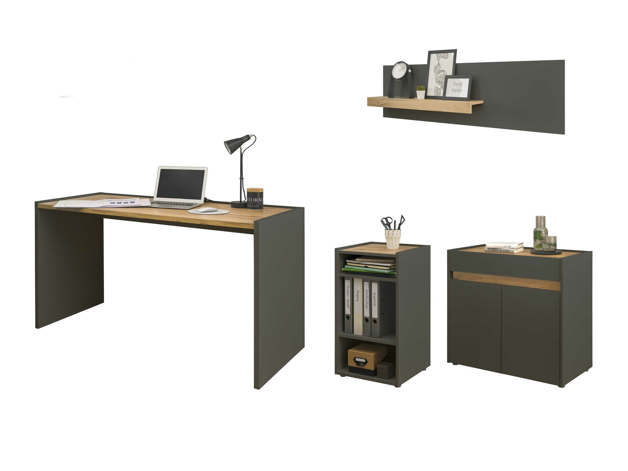 Hjemmekontorsæt Elbsori 152 (Antracit + Wotan eg)