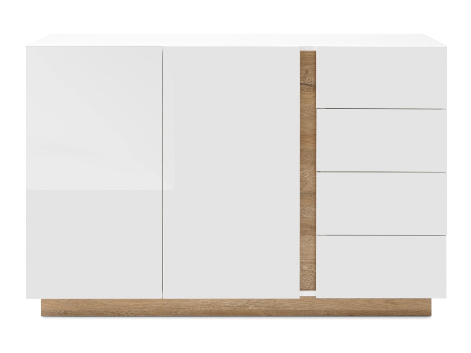 Kommode Veropho 107 (Glansfuld hvid + Grandson eg)