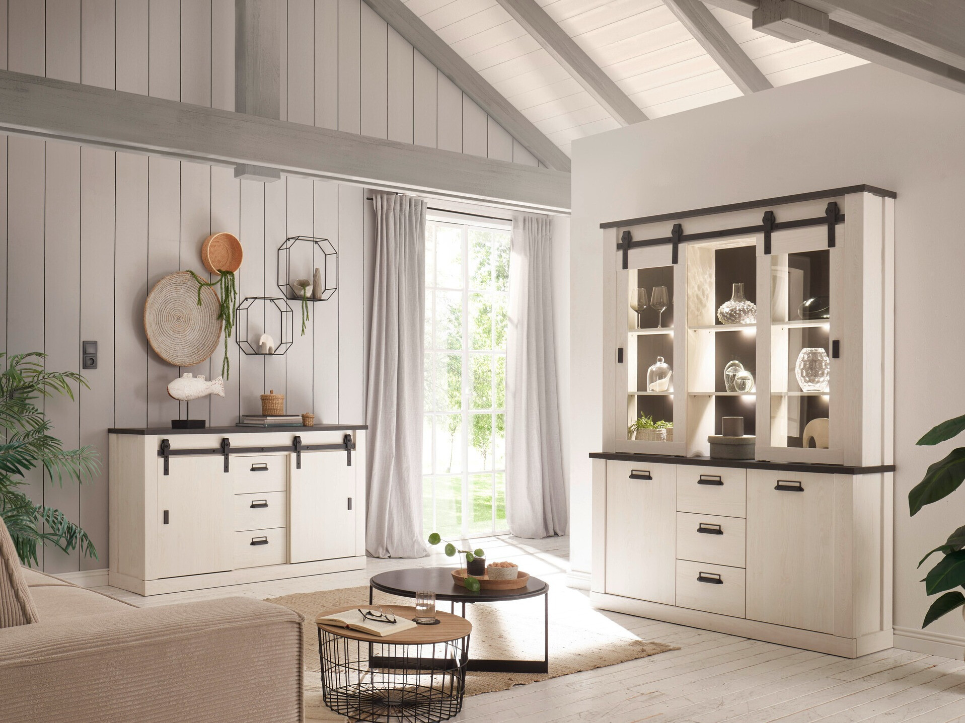 Reol Cirtale 110 (Bleget fyrretræ + Antrahite)