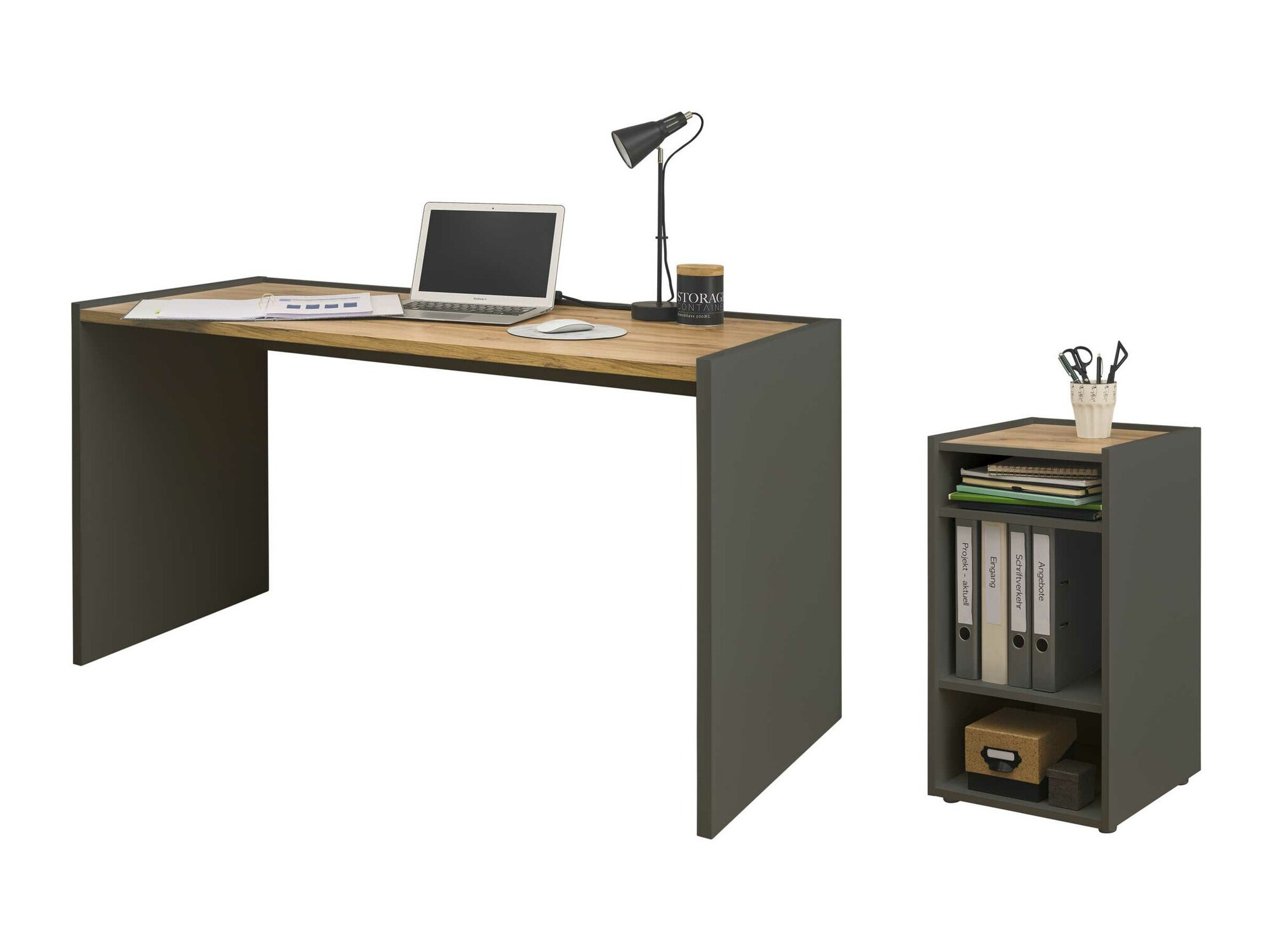 Hjemmekontorsæt Elbsori 153 (Antracit + Wotan eg)