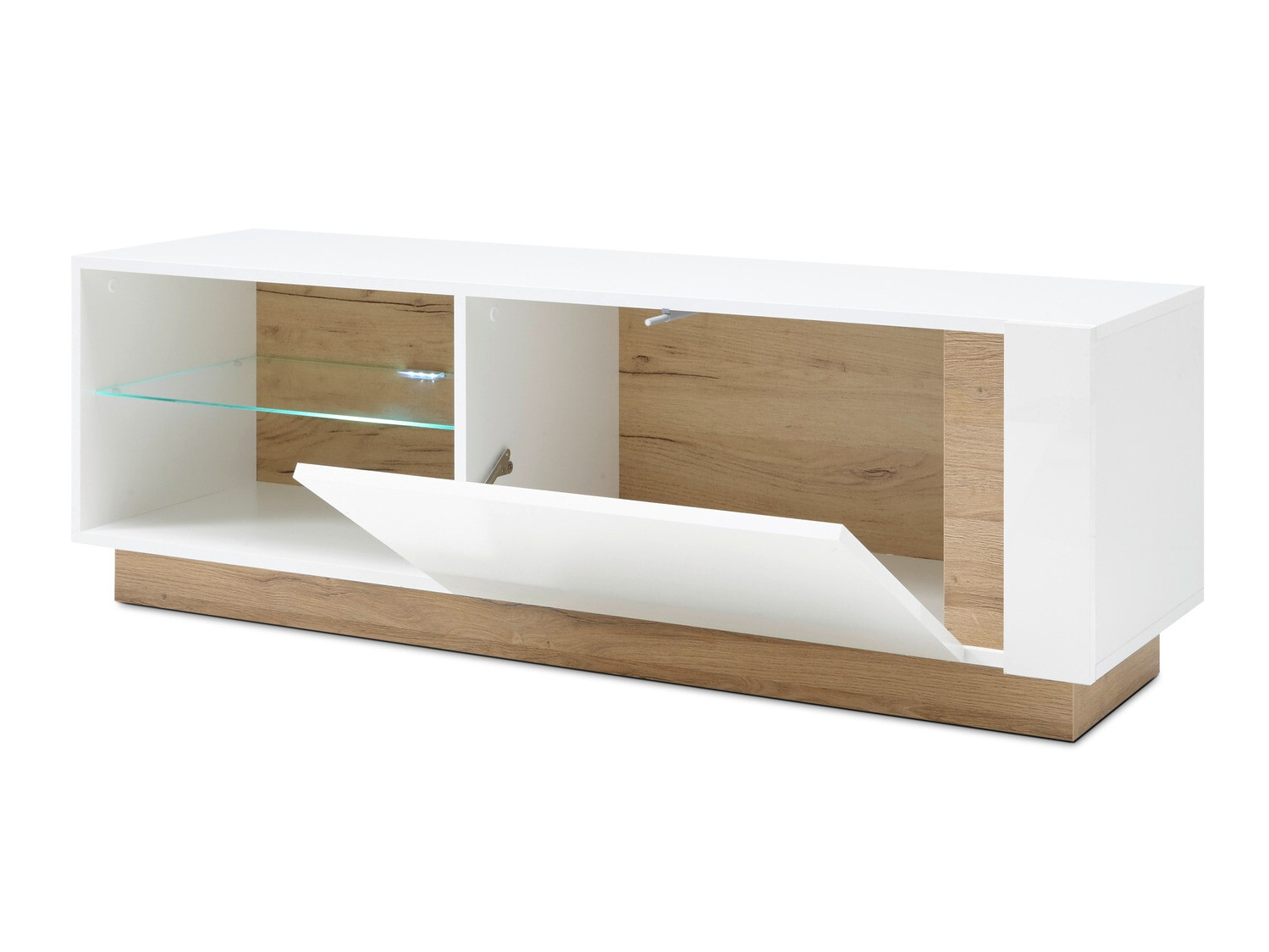 Stuemøbelsæt Veropho 110 (Glansfuld hvid + Grandson eg)