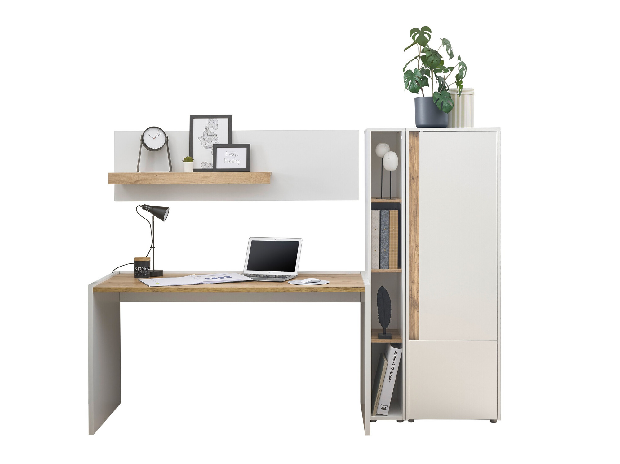 Hjemmekontorsæt Elbsori 154 (Hvid + Wotan eg)
