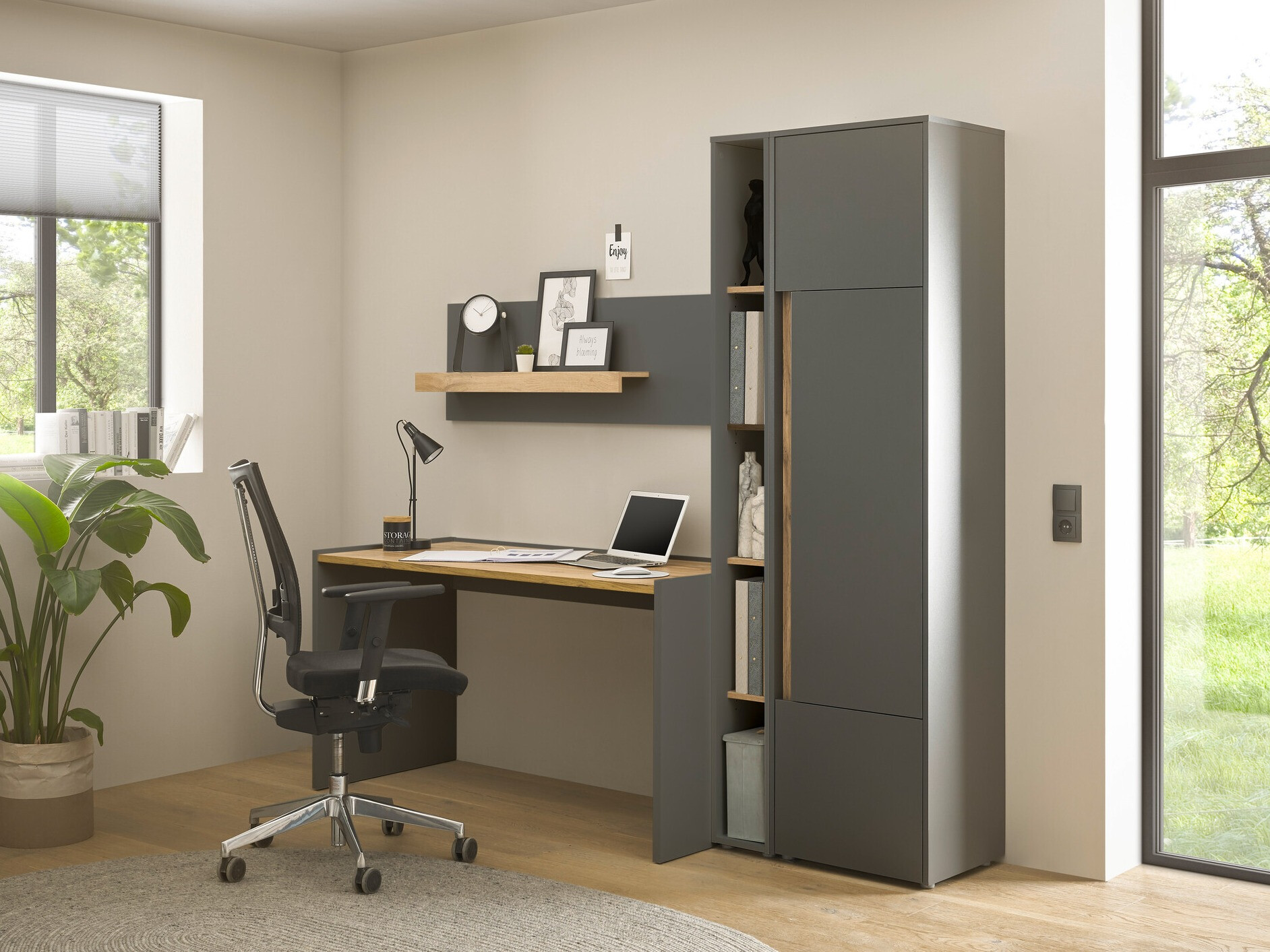 Hjemmekontorsæt Elbsori 155 (Antracit + Wotan eg)