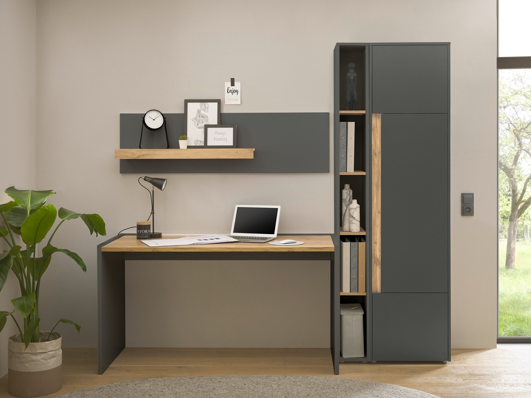 Hjemmekontorsæt Elbsori 155 (Antracit + Wotan eg)