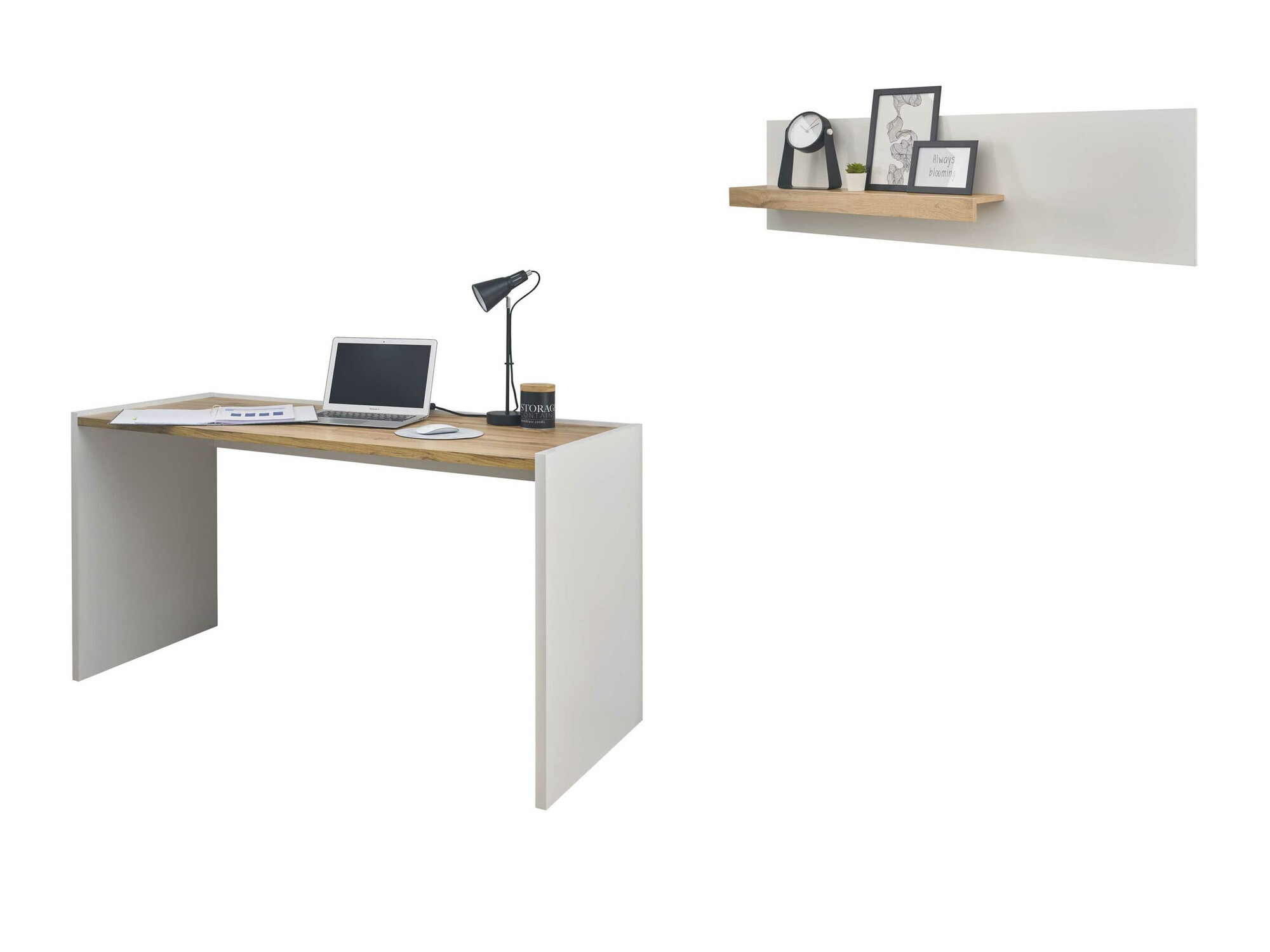 Hjemmekontorsæt Elbsori 157 (Hvid + Wotan eg)