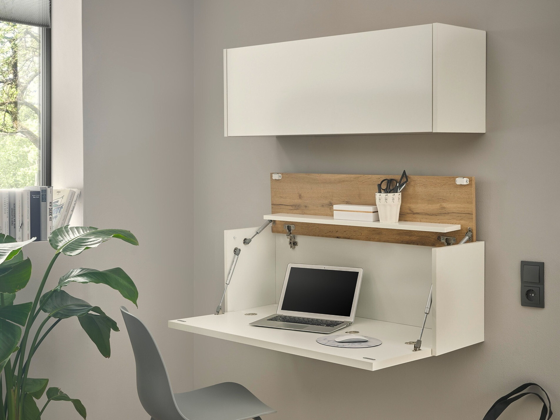 Hjemmekontorsæt Elbsori 158 (Hvid + Wotan eg)