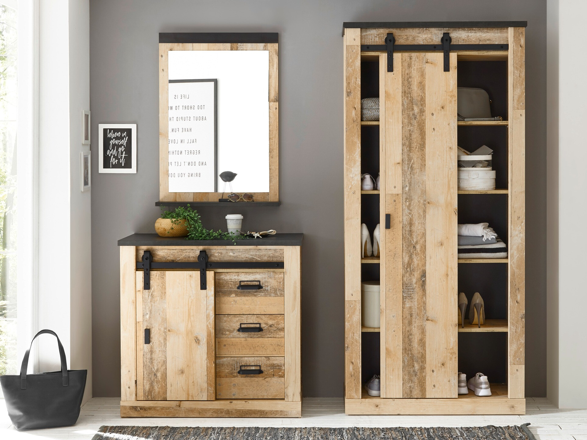 Spejl Cirtale 127 (Antracit + Modnet træ)