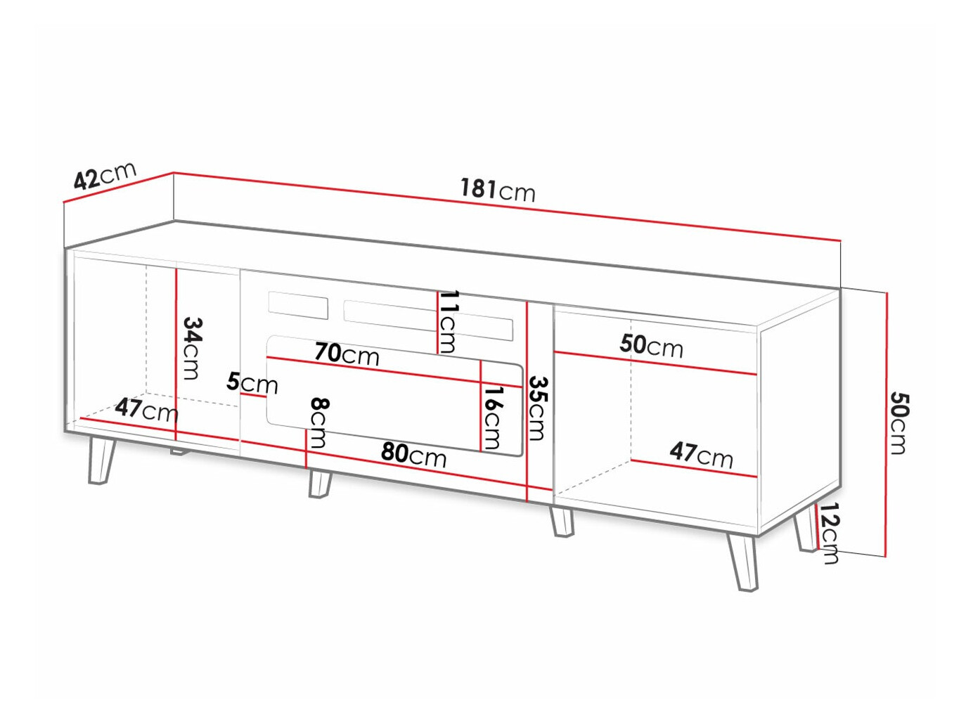 TV-bord Dicto II (Hvid + Sort)