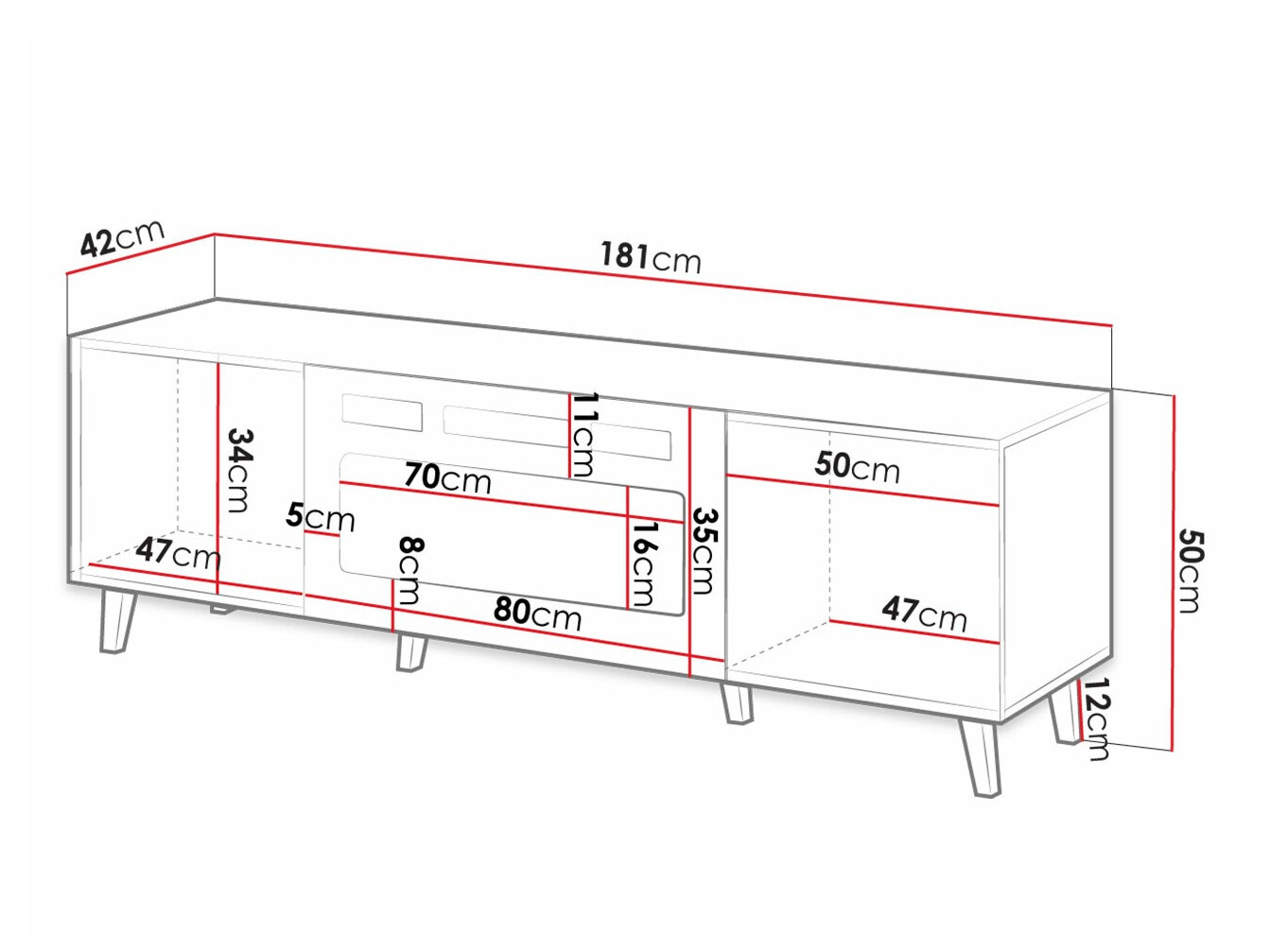 TV-bord Dicto II (Hvid + Sort)