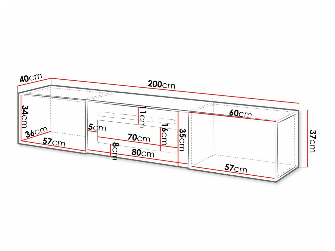 TV-bord Imago I (Hvid + Glansfuld hvid)