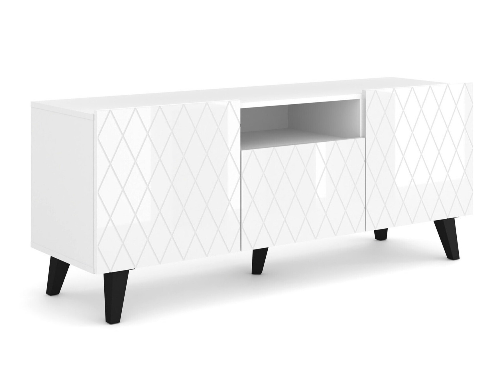 TV-bord Melmoro 105 (Glansfuld hvid + Sort)