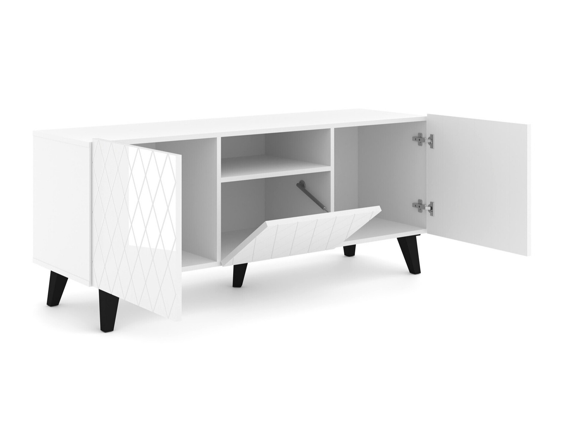 Stuemøbelsæt Melmoro 106 (Glansfuld hvid + Sort)