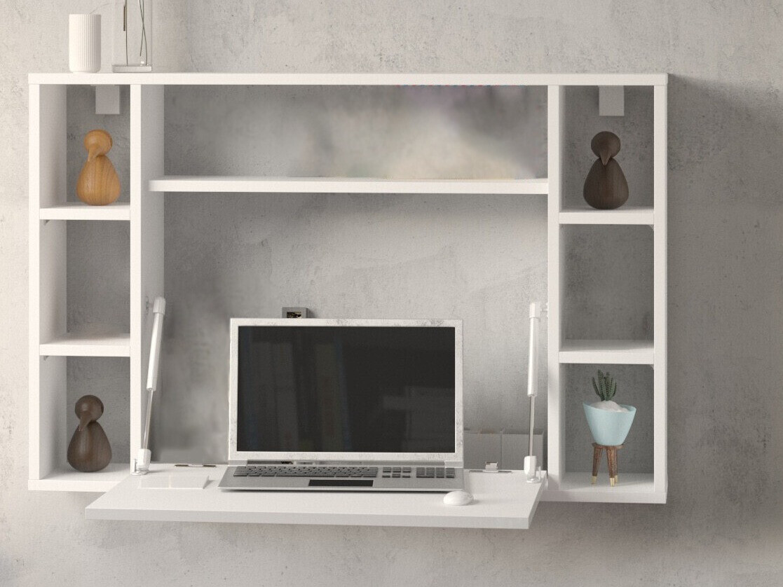 Skrivebord Buffalo 129 (Hvid + Glansfuld hvid)