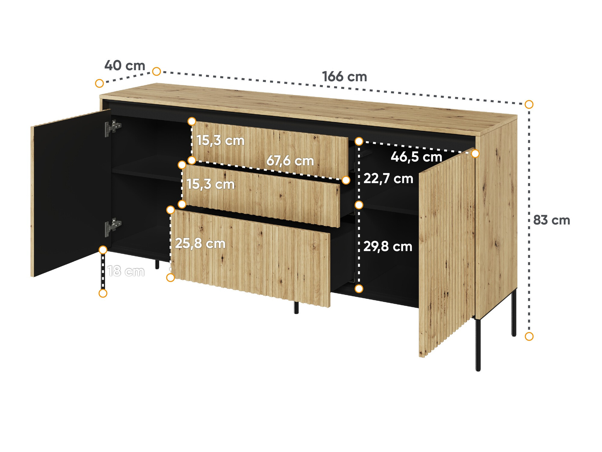 Kommode Fernolu 100 (Artisan eg + Sort)