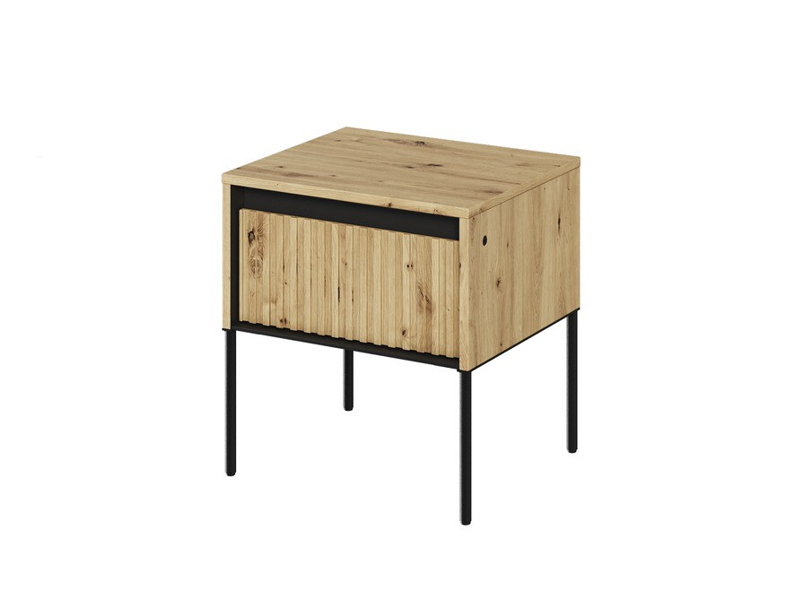 Sengebord Fernolu 111 (Artisan eg + Sort)