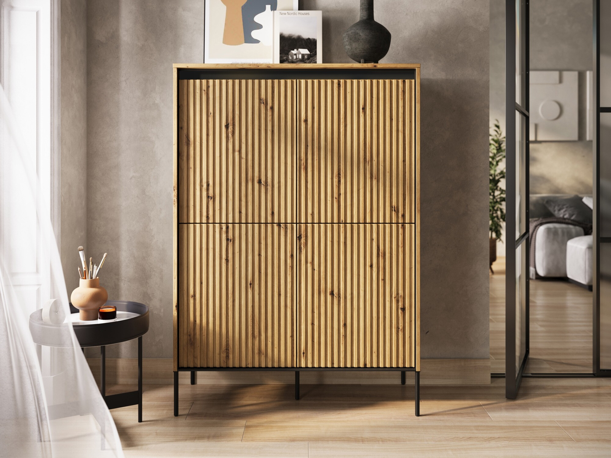 Skænk Fernolu 102 (Artisan eg + Sort)