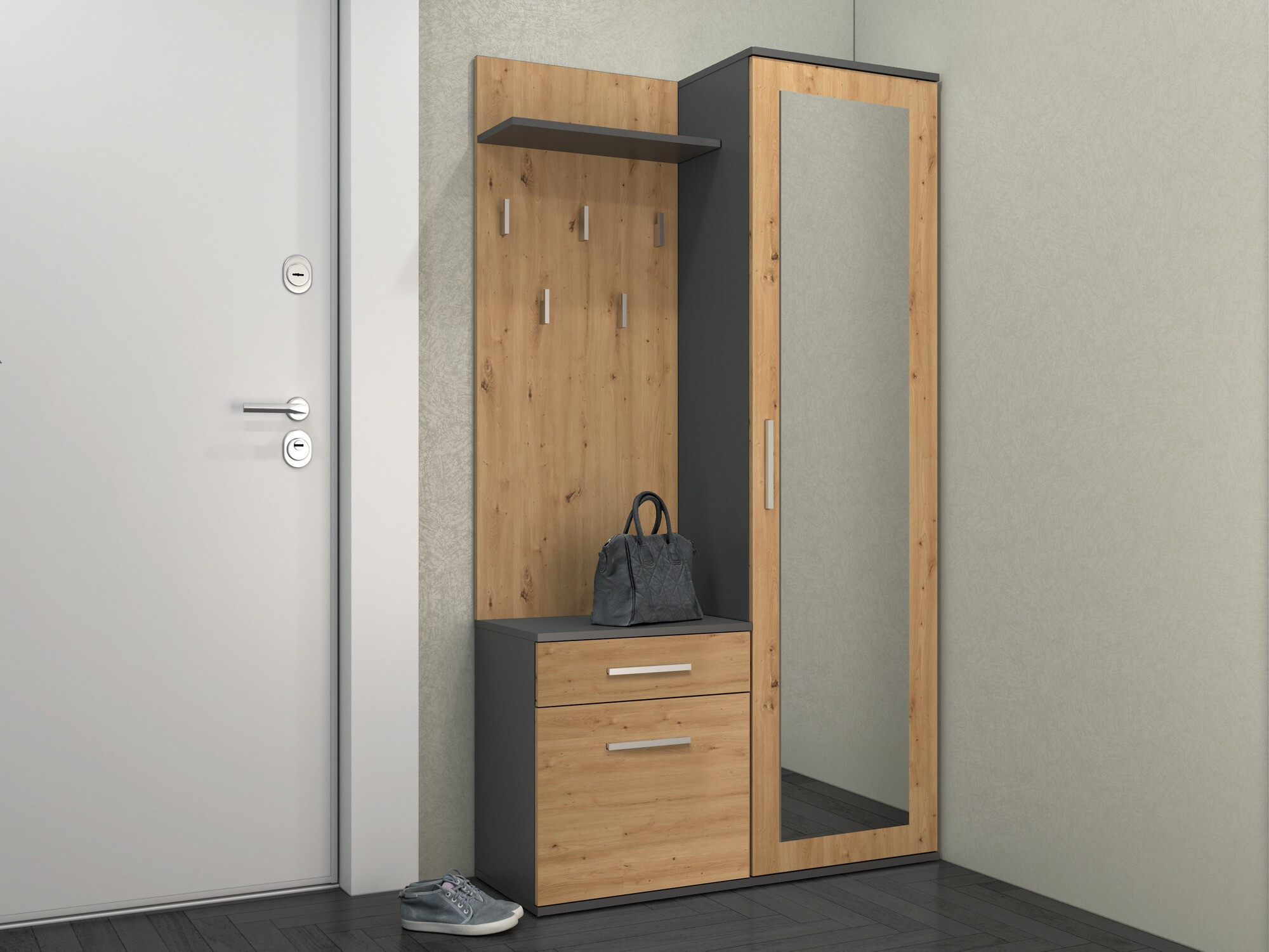 Entrésæt Mandeville 126 (Artisan eg + Antracit)