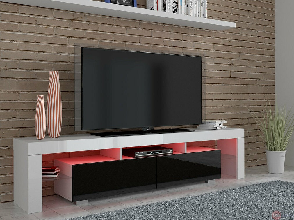 TV-bord Buffalo 169 (Hvid + Blank sort)