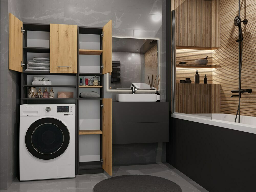 Reol til badeværelse Mandeville 128 (Artisan eg)