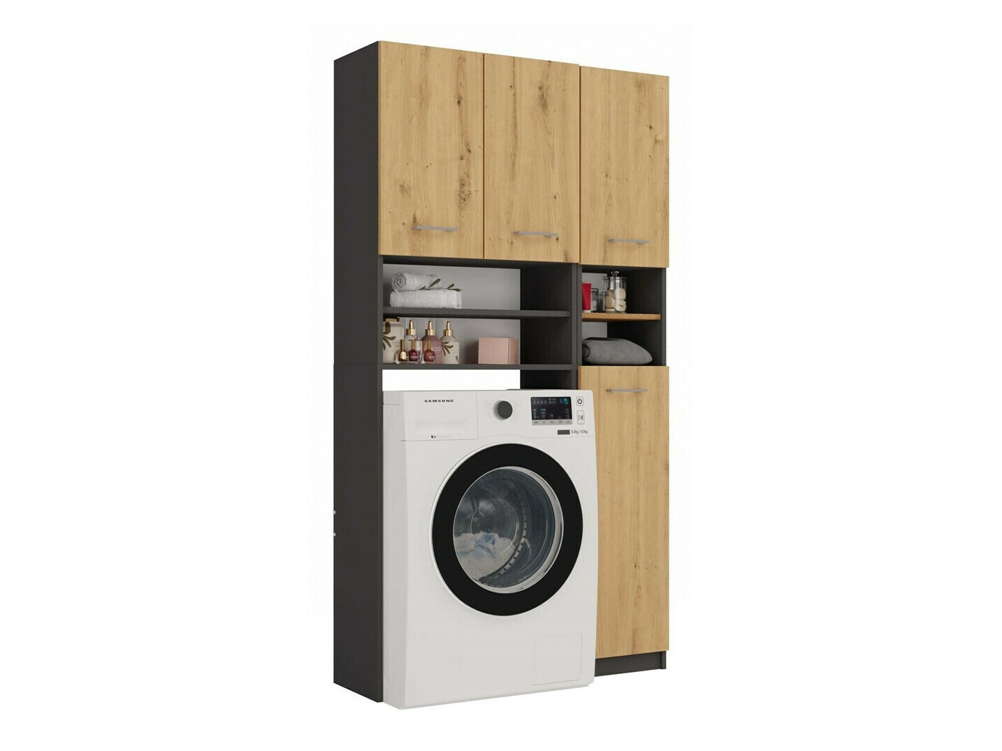 Reol til badeværelse Mandeville 128 (Antracit + Artisan eg)