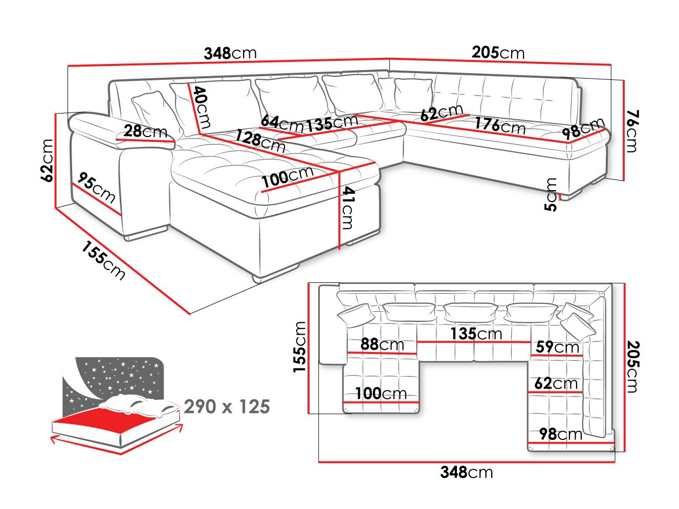 Hjørnesofa Comfivo 128 (Højre)