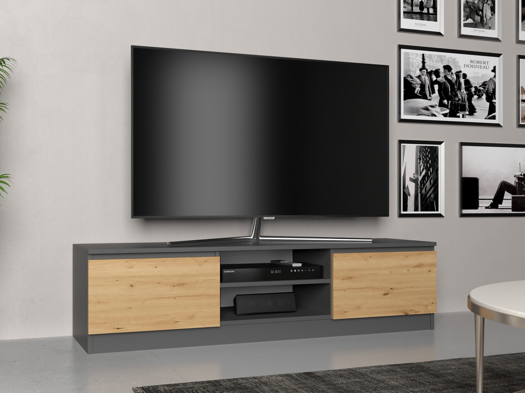 TV-bord Elbvelu 125 (Antracit + Artisan eg)