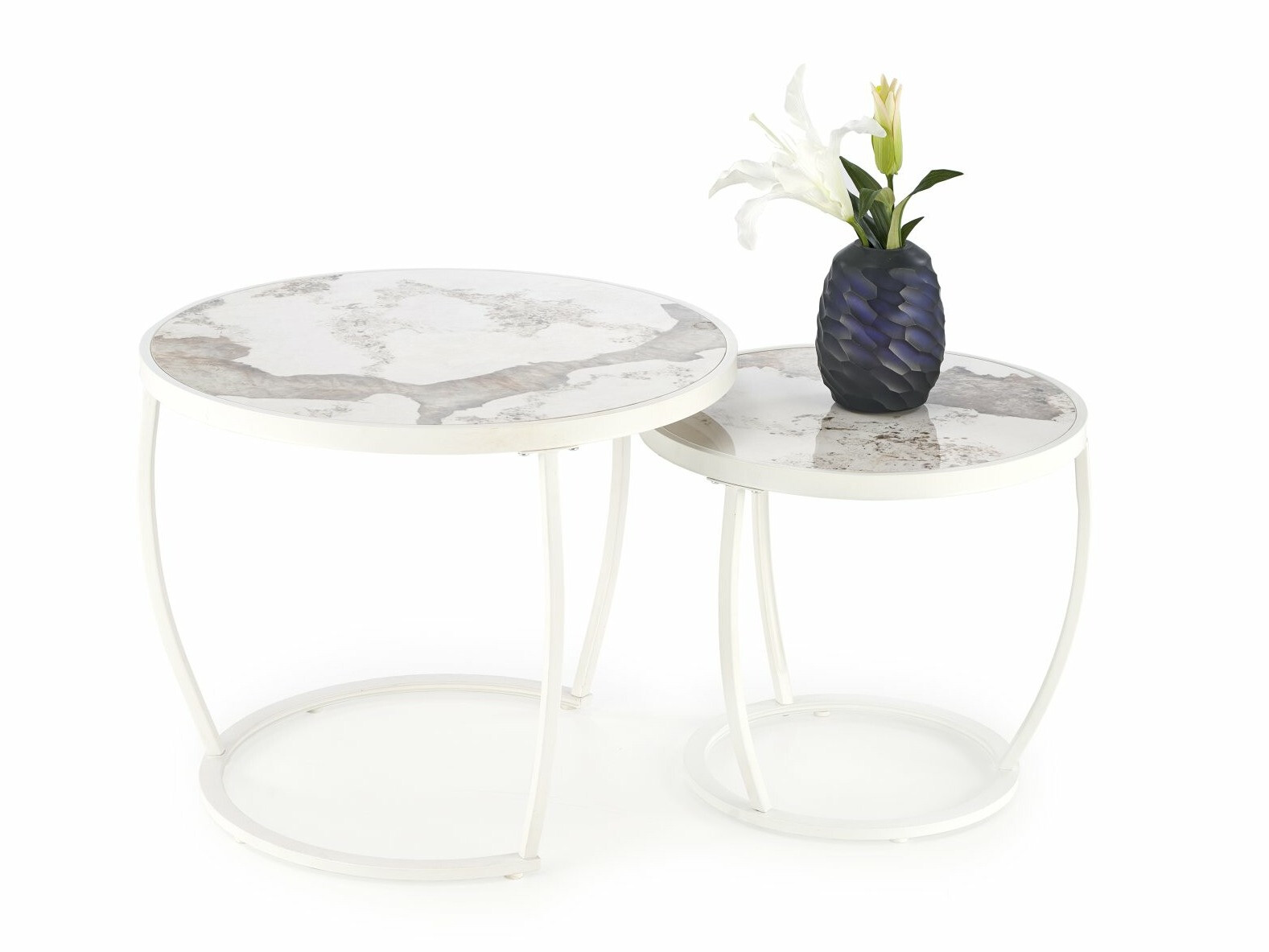 Sofabordssæt Houston 1658 (Hvid + Hvid marmor)