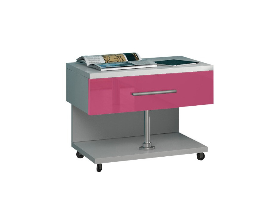 Sengebord Campus (Hvid + Glossy pink)