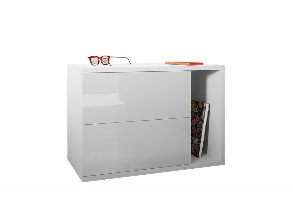 Sengebord Hederos (Hvid + Glansfuld hvid)