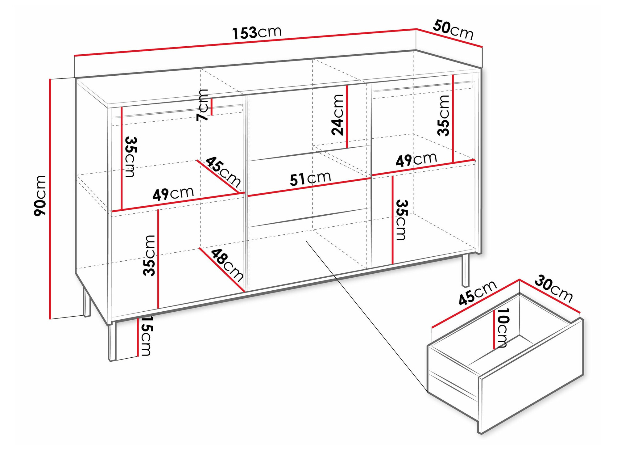 Kommode Comfivo Delruva I (Sort)