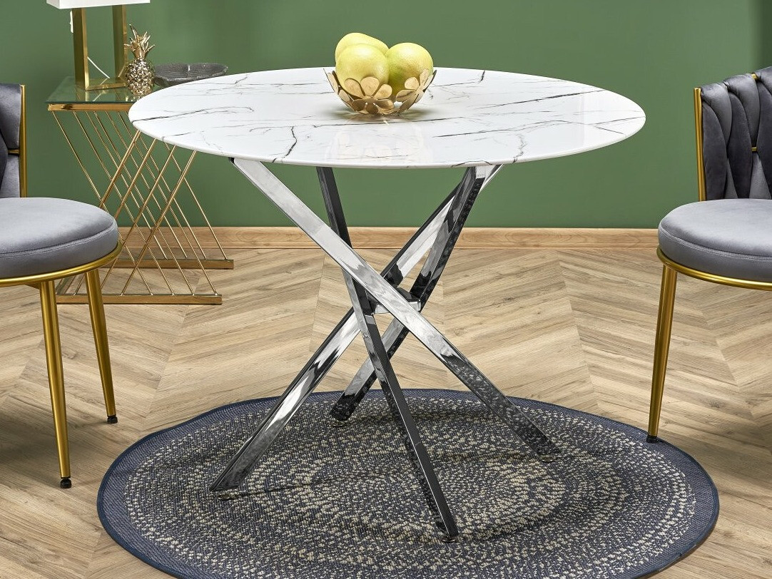 Bord Houston 1538 (Sølv + Hvid marmor)