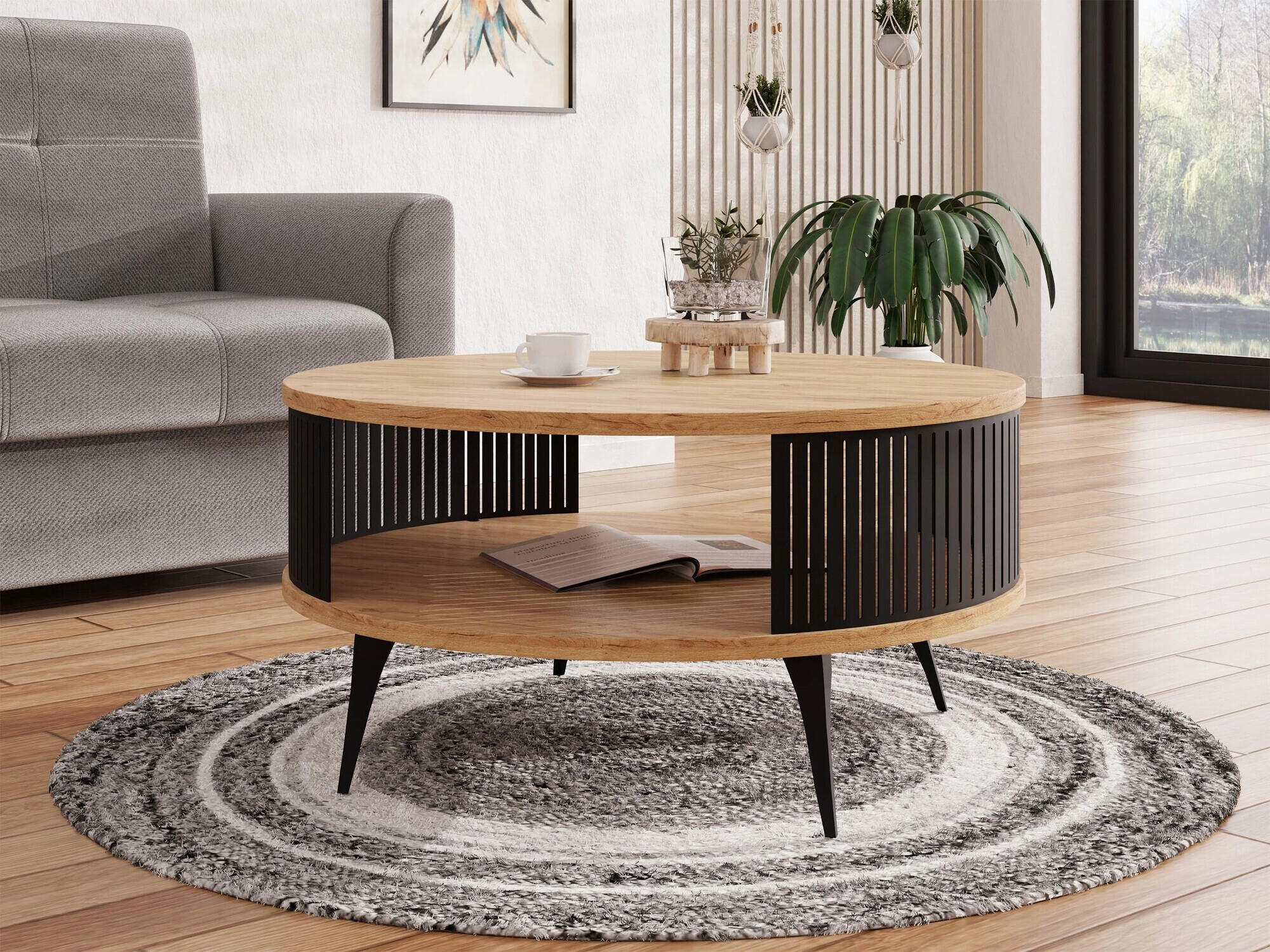 Sofabord Vitum (Sort + Craft gylden eg)