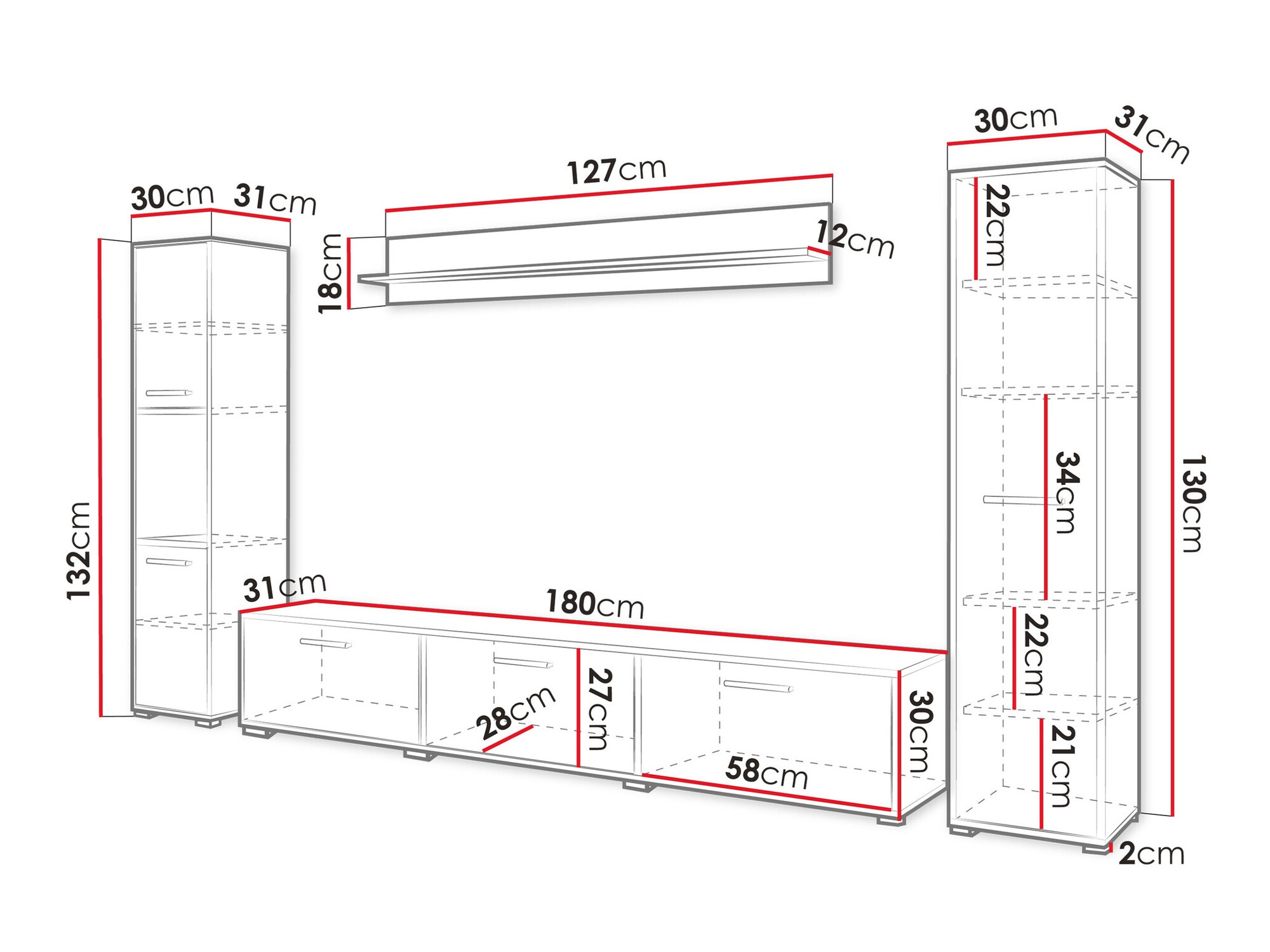 Stuemøbelsæt Sarasota 175 (Sort + Wotan eg)